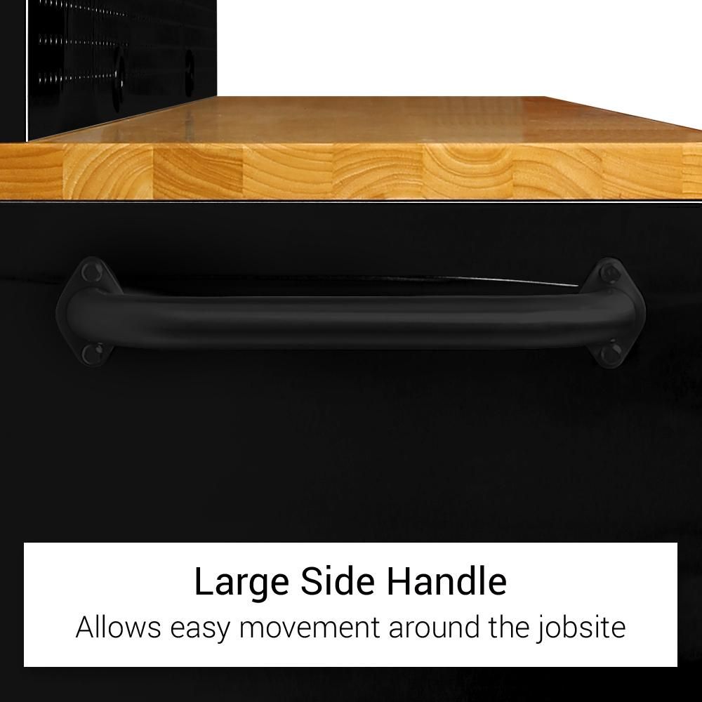 72" Matte Black Steel 15 Drawer Tool Chest with Solid Wooden Top, 3 Upper Cabinets and Peg Board