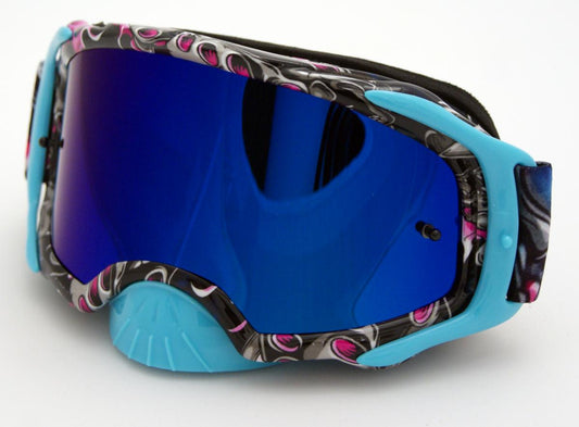 RNR PLATINUM TEAR OFF MIRRORED, BLUE TATTOO GOGGLE, GAM02, TEAR OFF