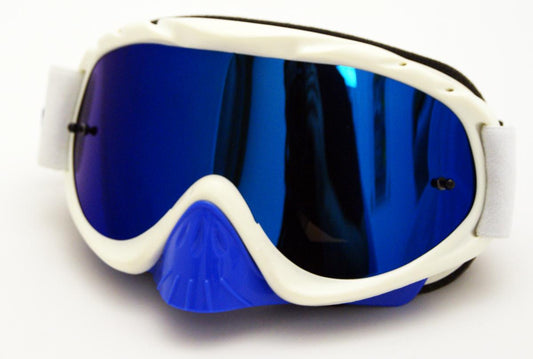 RNR HYBRID WHITE/BLUE MIRRORED LENS, WHITE/BLUE LIMITED EDITION GOGGLE, GH224M, MIRRORED LENS