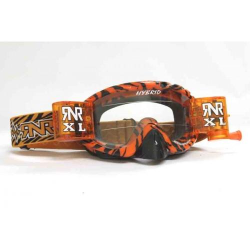 RNR HYBRID WILD OR/BK XL ROLL & TEAR OFF, WILD ORANGE & BLACK GOGGLE, 36MM ROLL OFF, GH366XL, ROLL & TEAR OFF