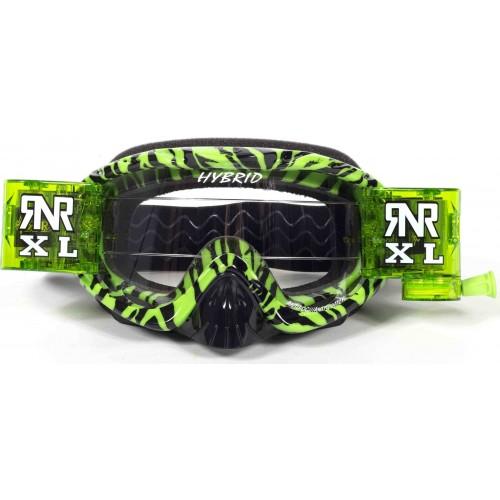 RNR HYBRID WILD GN/BK XL ROLL & TEAR OFF, WILD GREEN & BLACK GOGGLE, 36MM ROLL OFF, GH367XL, ROLL & TEAR OFF