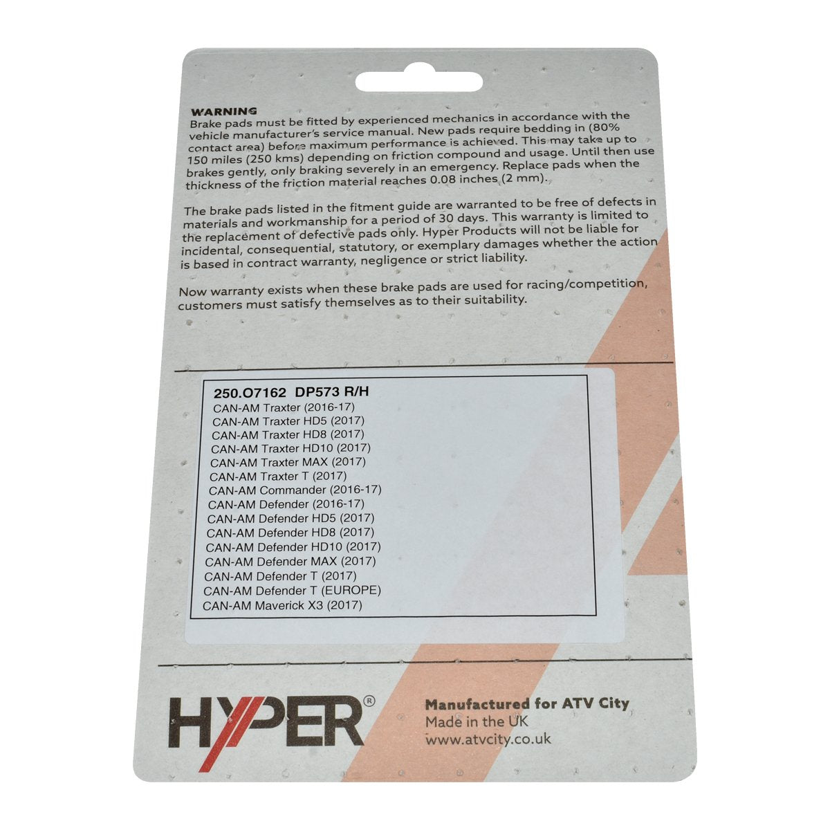 Brake Disc Pads – Front R/H – Can-Am – Traxter /Commander /Maverick