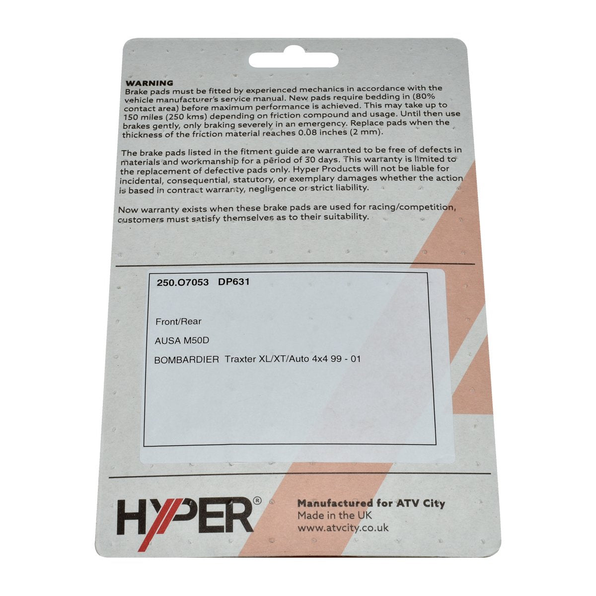 Brake Disc Pads – Front / Rear – Ausa M50D – Bombardier Traxter