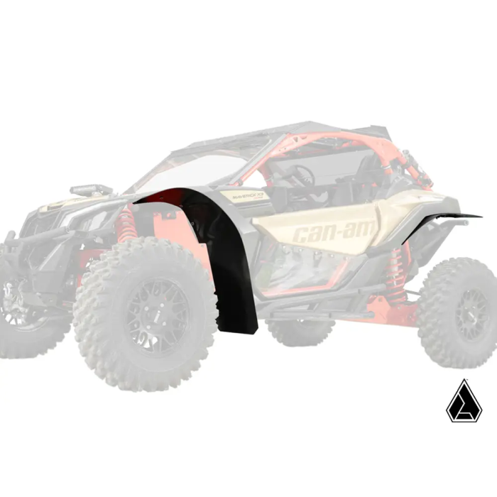 CANAM MAVERICK X3 LOW PROFILE WHEEL ARCH FENDER FLARES MUD GUARDS, ASSAULT INDUSTRIES FF-CA-X3-002