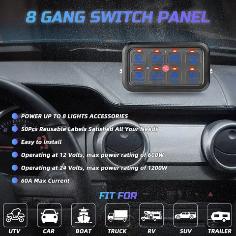 8 gang switch panel