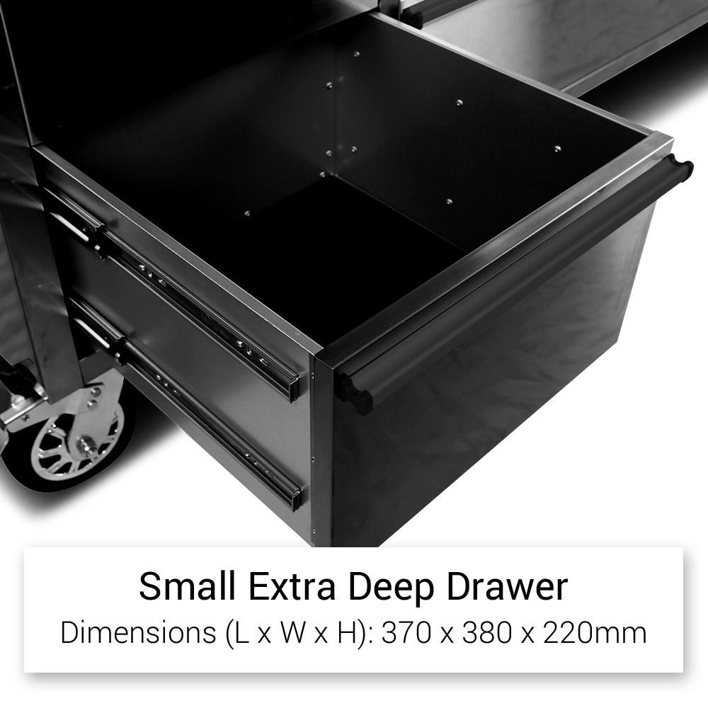 72" Matte Black Steel 15 Drawer Tool Chest with Solid Wooden Top, 3 Upper Cabinets and Peg Board