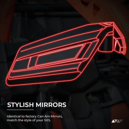 KEMiMOTO UTV Rearview Side View Mirrors 180° 360° Adjustable 715002898 for Can Am Maverick X3 Max R RR 4x4 XMR XDS Turbo DPS