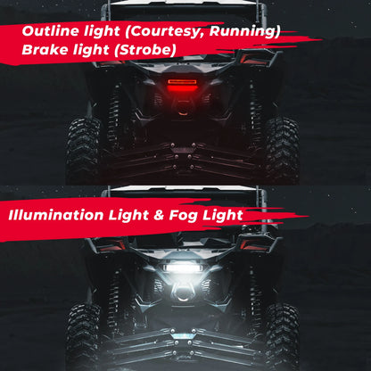 KEMIMOTO UTV Rear Light Tail Brake Fog Lamp Compatible with Can-Am Maverick X3 Max R RR 4x4 Turbo DPS 2017-2024 for Canam