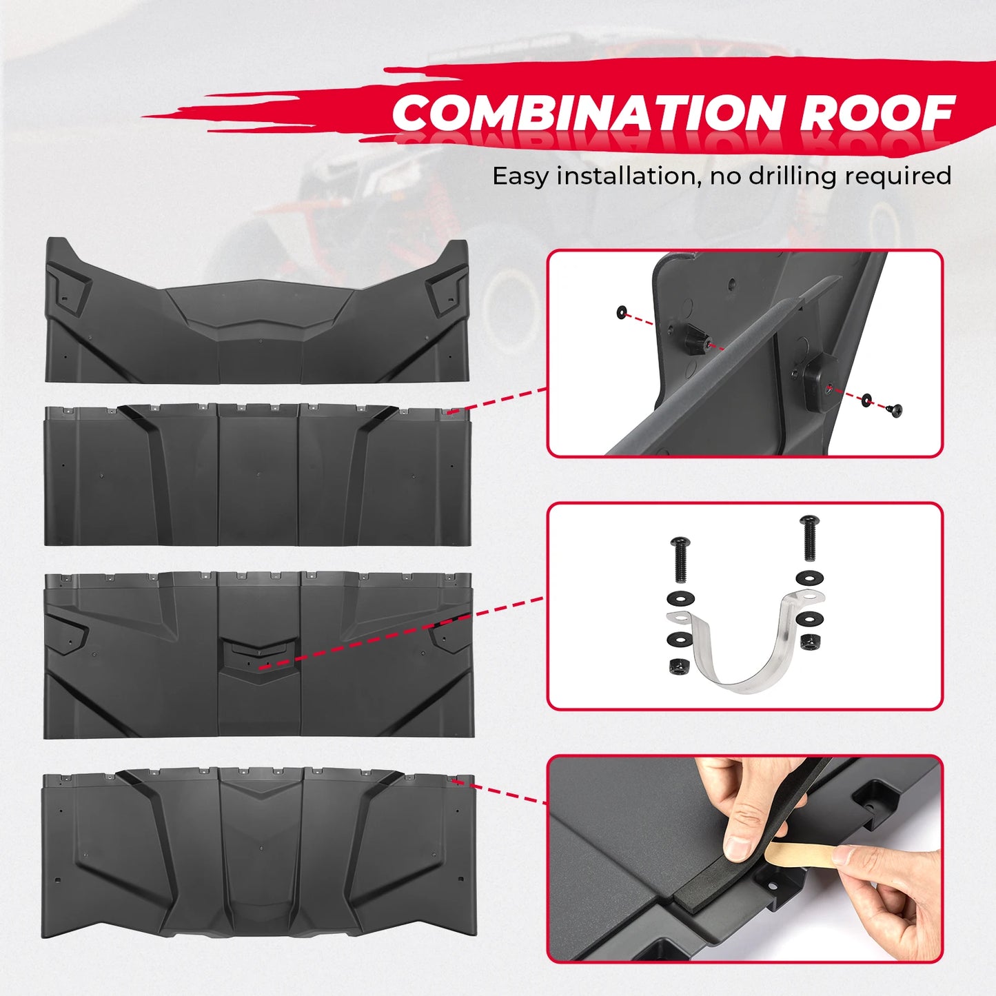 UTV KEMIMOTO Maverick X3 Roof 4 Doors/Seats 715003750 for Can Am Maverick X3 Max X DS RS MR TURBO RR 2017-2024