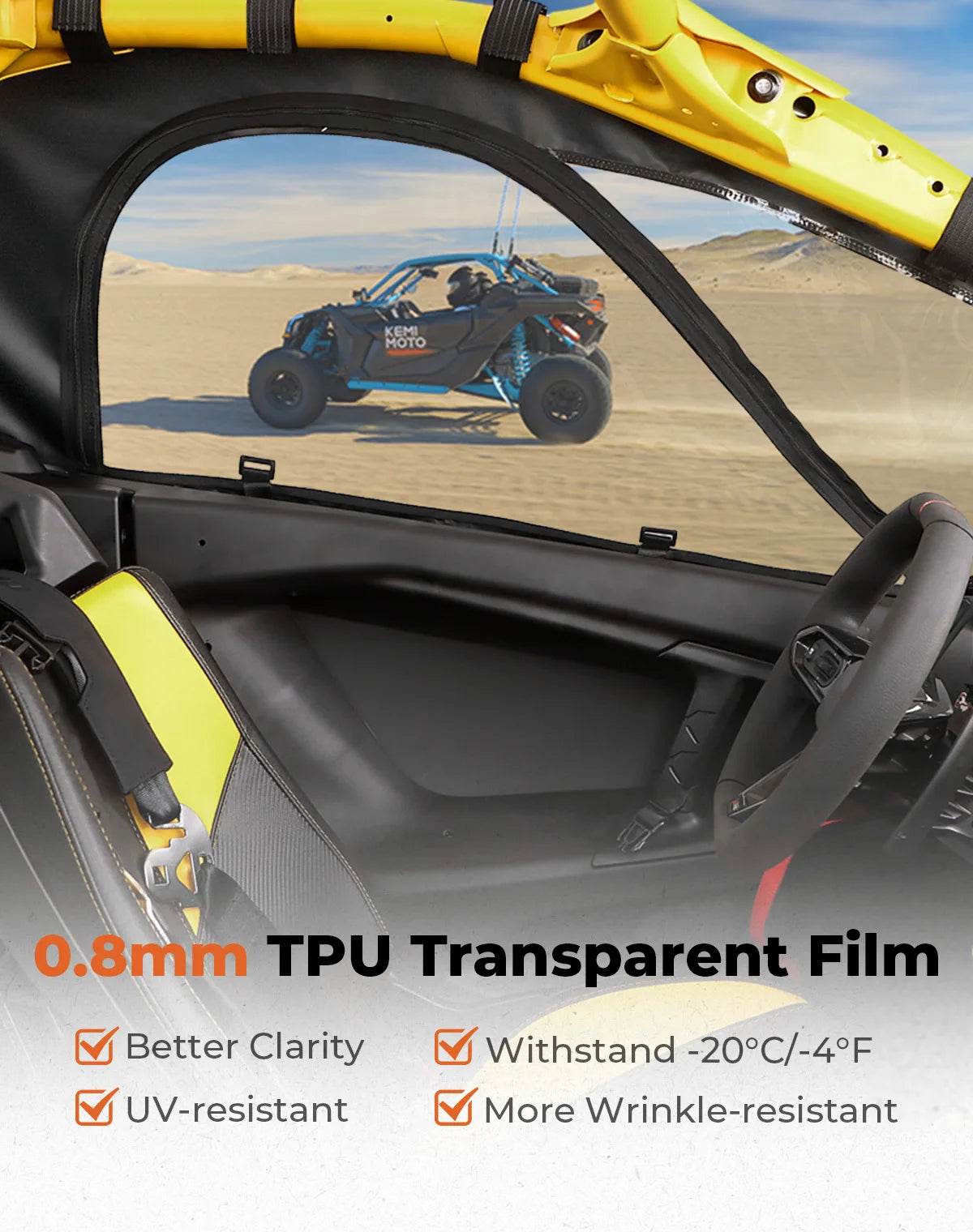 Soft Upper Door Kit For Can-Am Maverick R 2024 Coated Mesh Fabric  TPU Transparent Film Waterproof Soft Cab Enclosure 715007376