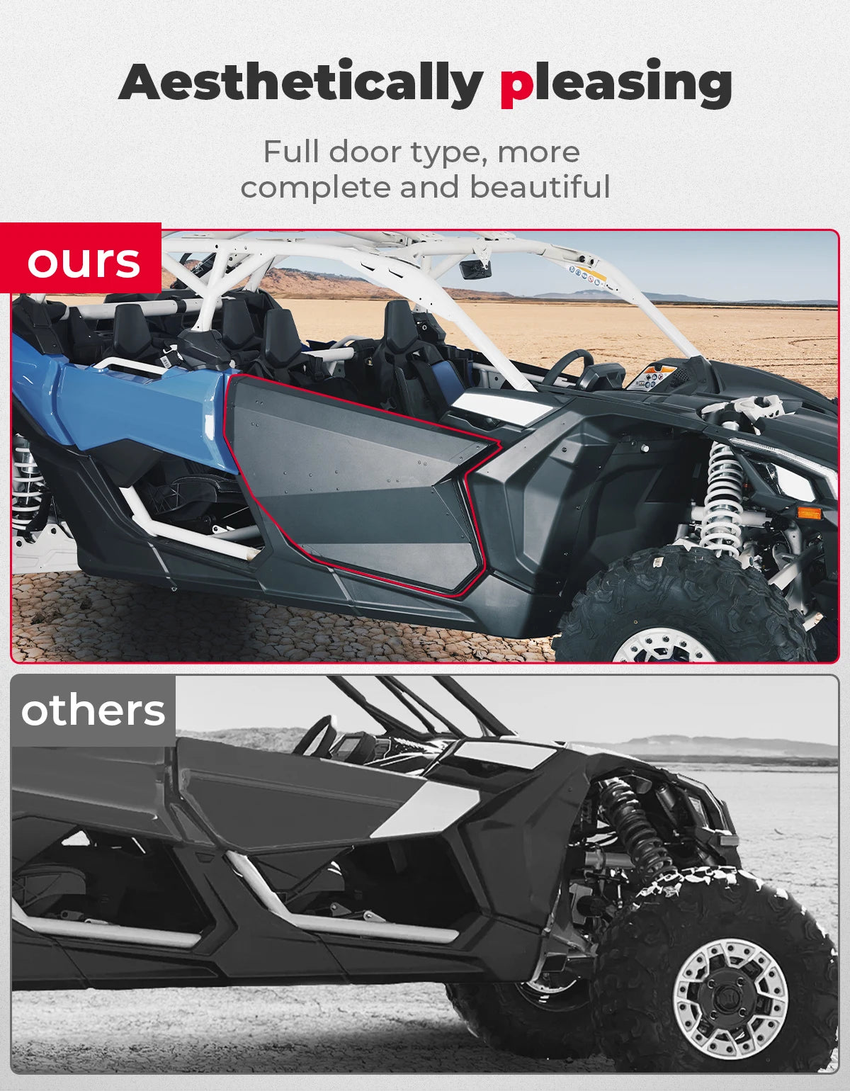 Aluminum Heavy Duty Front Full Hard Door Panels Inserts #715004732 Compatible with Can-Am Maverick X3 MAX 2017-2023 2/4 Doors