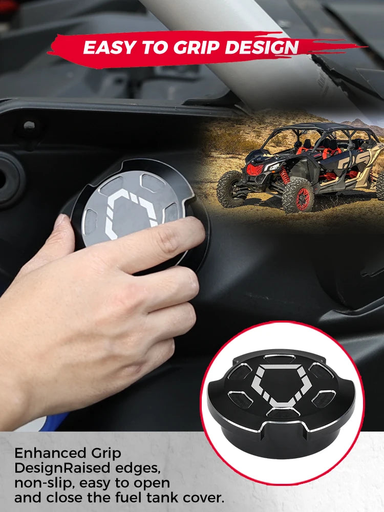 UTV Aluminum Alloy Black CNC Cap Fuel Tank Cover for Can-am Maverick X3 Defender Maverick Max Sport Trail 2018+ 2/4 Doors