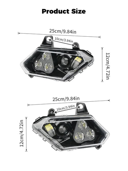 KEMIMOTO UTV LED Headlights Assembly Head Lamp & Cover High/Low Beam for Can-Am Maverick X3 Max R RR XDS XRS Turbo DPS 4x4 2017+