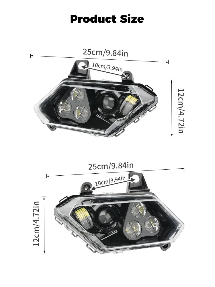 KEMIMOTO UTV LED Headlights Assembly Head Lamp & Cover High/Low Beam for Can-Am Maverick X3 Max R RR XDS XRS Turbo DPS 4x4 2017+