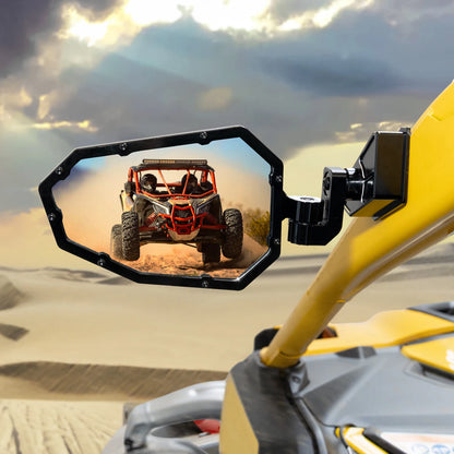 UTV Side Rear View Mirrors Aluminum For Can-am Maverick R X RS 2024 Enhanced Visibility Safety Adjustable Angles Folding Mirror