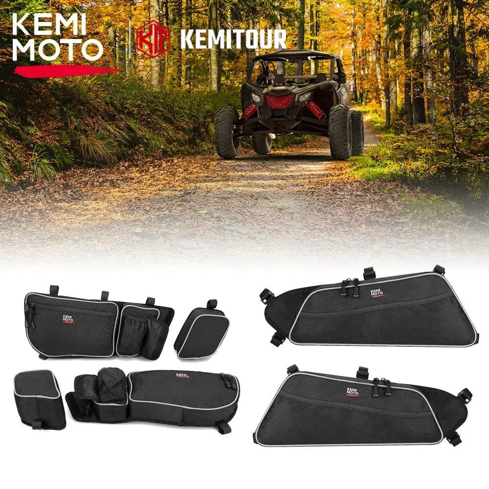 KEMIMOTO UTV Upper Lower Front Side Storage Door Bag w Knee Pad for Can Am Maverick X3, X3 Max 2/4 Doors 2017-2024