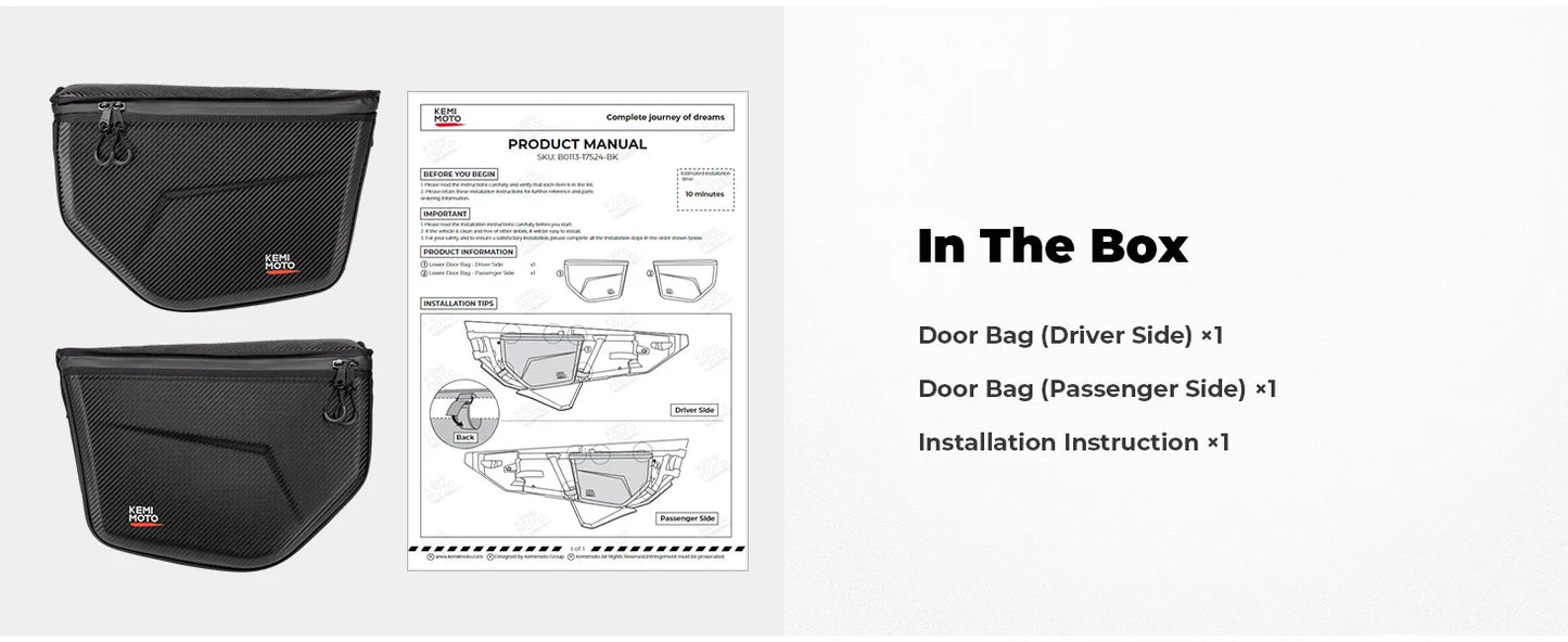 Door Bag Water-resistant EVA 1680D Oxford Cloth Front Storage For Can-Am Maverick X3, X3 MAX 2017-2024 5.8L Scratch-resistant