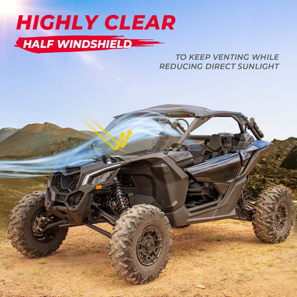 UTV Half 1/2 49.2" Front Windshield Windscreen w/ free Wiper for Can Am Maverick X3 MAX R RR 4x4 XMR XDS Turbo DPS 2017-2024