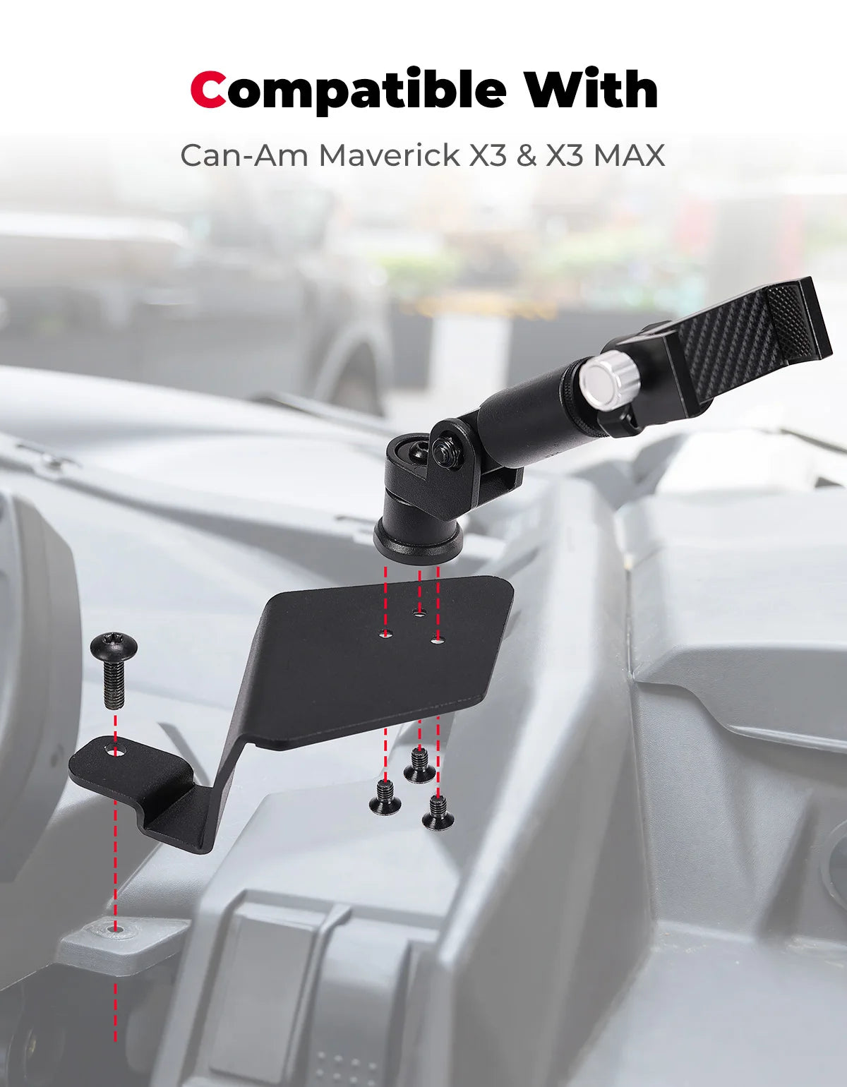 X3 OFF-ROAD UTV CNC Aluminum 360° Rotatable Phone Bracket Holder No Drill for Can-am Maverick X3, Maverick X3 MAX R RR 4x4 Turbo