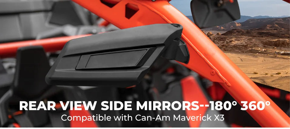 KEMiMOTO UTV Rearview Side View Mirrors 180° 360° Adjustable 715002898 for Can Am Maverick X3 Max R RR 4x4 XMR XDS Turbo DPS