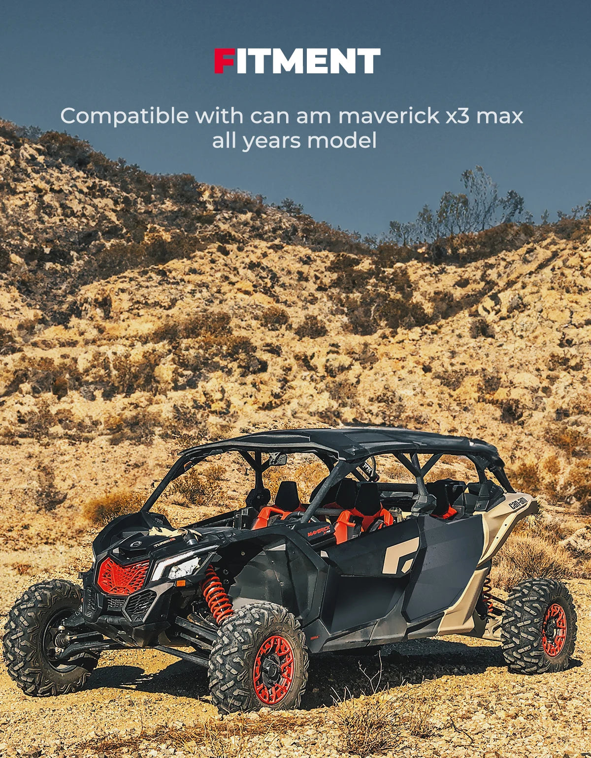 KEMIMOTO UTV Aluminum Rear Full Doors Compatible with Can-am Maverick X3 Max 4x4 XRS XDS DS RS XMR Turbo DPS 4 Doors 715004753