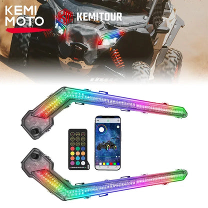 RGB Daytime Running Turn Signal Lights w/ Bluetooth KEMIMOTO UTV for Can Am Maverick X3 XDS XRS Turbo Trail Sport Max 2017-2024