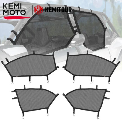 KEMIMOTO X3 UTV PVC Rubber Mesh Door Net Compatible with Can-am Maverick X3 MAX 4 Doors 2017+ Summer Ventilation Window Nets