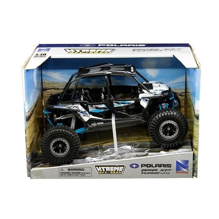 MODEL DIE CAST POLARIS RZR XP 4 TURBO, 2017, WHITE LIGHTNING, SCALE 1:18