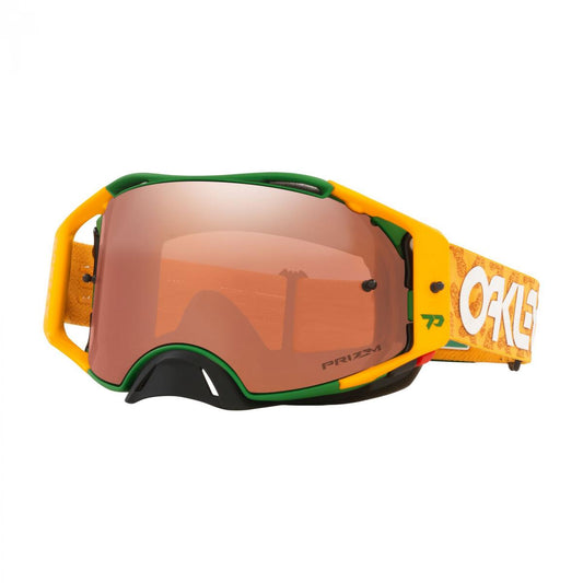 OAKLEY AIRBRAKE TOBY PRICE MX, GOLD/GREEN, OO7046-C9, PRIZM BLACK LENS OA OO7046-C9