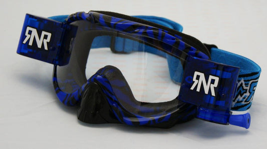 RNR HYBRID WILD BL/BK FULLY LOADED ROLL OFF, WILD BLUE & BLACK GOGGLE, GH364, ROLL & TEAR OFF