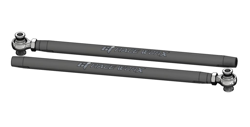 Maverick X3 64" Race Tie Rods - Black Anodized - High-performance tie rod set designed for Can-Am Maverick X3 vehicles, optimized for racing and off-road use with a sleek black anodized finish.