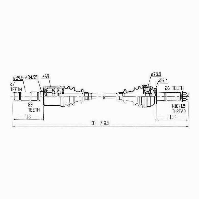 HYPER CV Shaft Polaris Ranger Diesel 900 Rear L/H